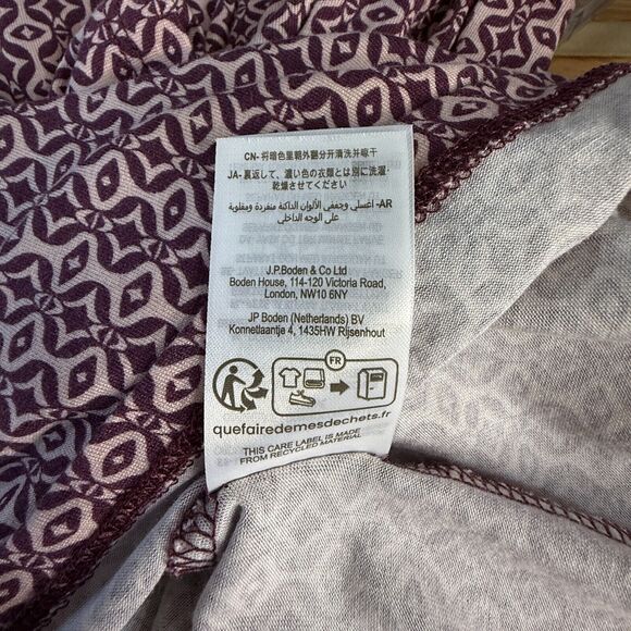 Boden Long Sleeve Burgundy Pink Geometric‎ Mock Neck Viscose Blouse Sz 16-18 - Picture 10 of 10
